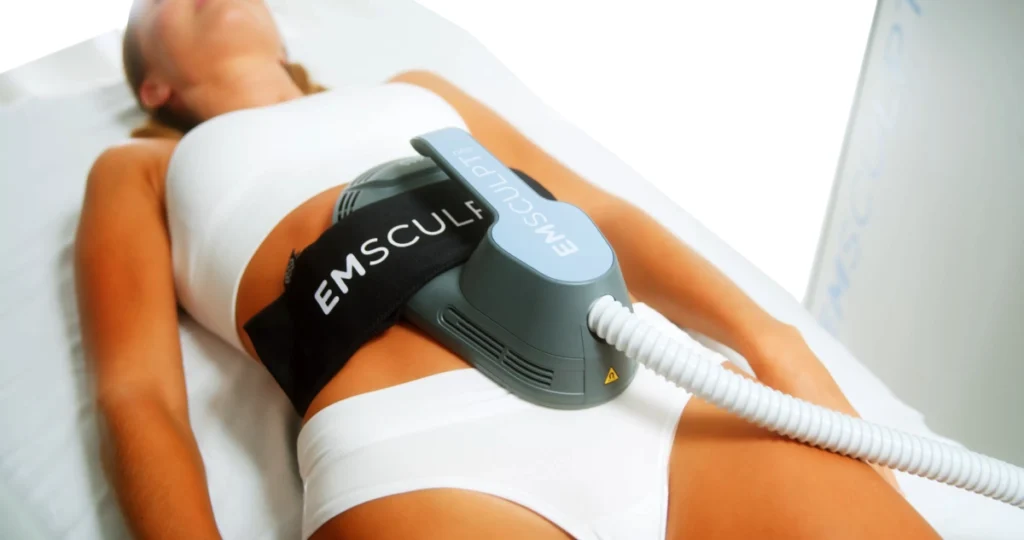 Woman Receiving Emsculpt Neo Service in George, UT | MaVie Med Spa